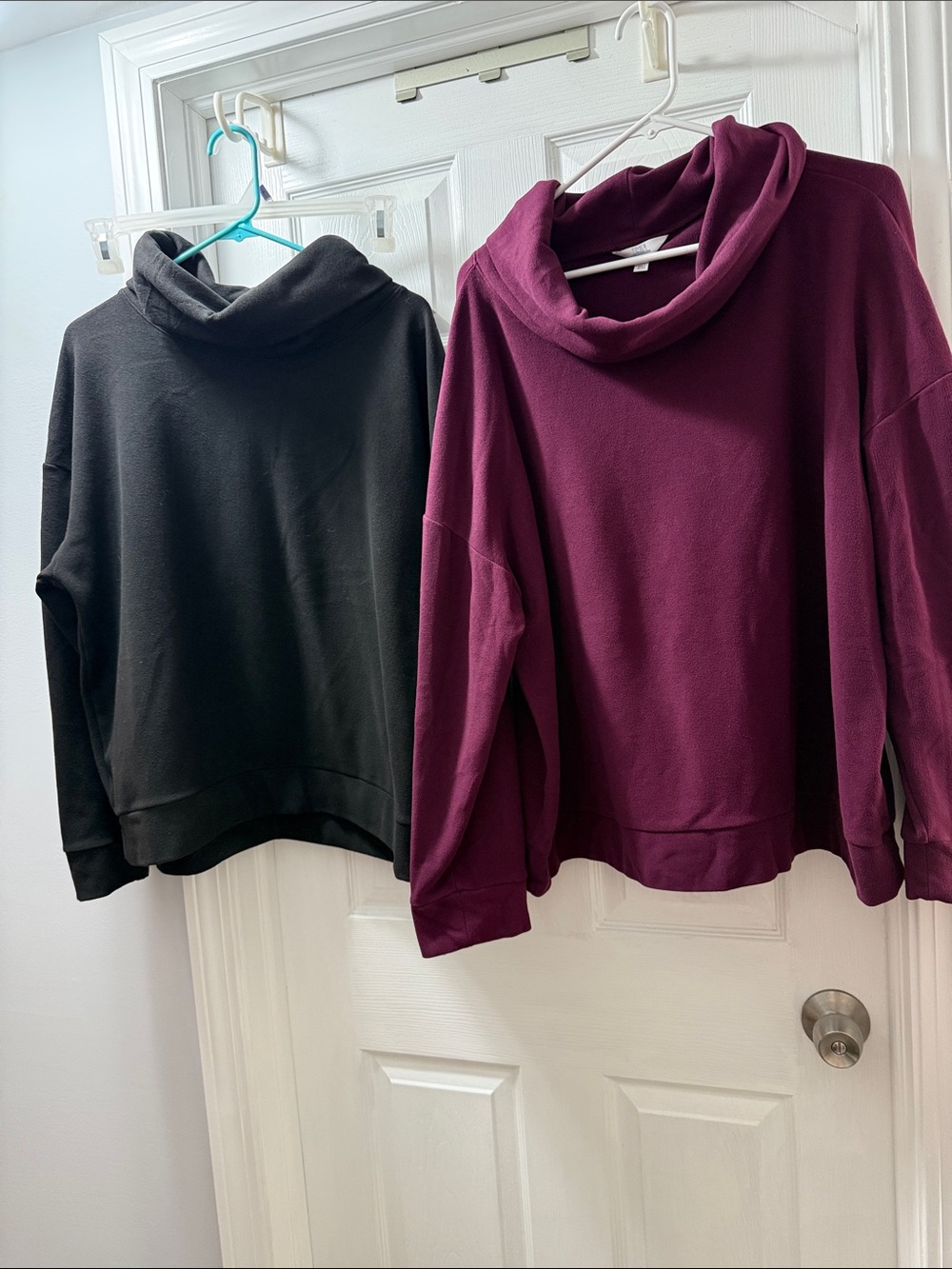 Cozy Cowl Neck Sweater - Black & Deep Berry